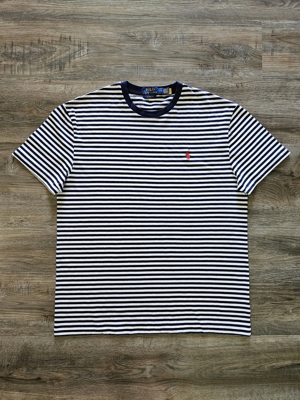 Polo Ralph Lauren Men's Navy & White Striped Crew Neck T-Shirt